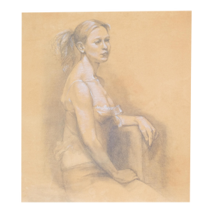 Late 20th Century Tim Holland Female Portrait Drawing