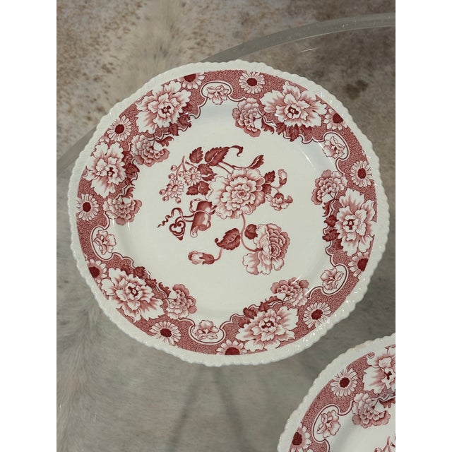English Chinoiserie Style Red & White Dinner Plates "Cambridge" by Wood & Sons - Set of 6 For Sale - Image 13 of 18