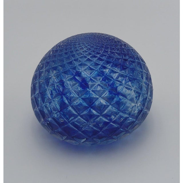 Vintage Handblown Cobalt Blue Cut Glass Paperweight, Signed & Dated 2002 For Sale - Image 4 of 11
