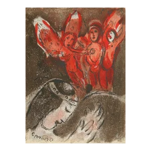 Chagall Lithograph Sarah and the Angels Bible 1960