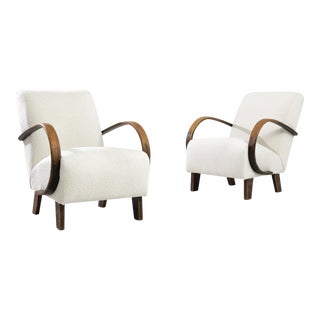 1950s Czech Wooden Armchairs by J. Halabala, a Pair For Sale