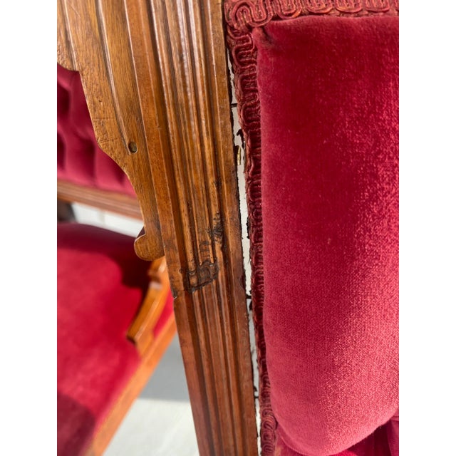 Late 19th Century Eastlake Tufted Velvet Chairs- Set of 2 For Sale - Image 11 of 12