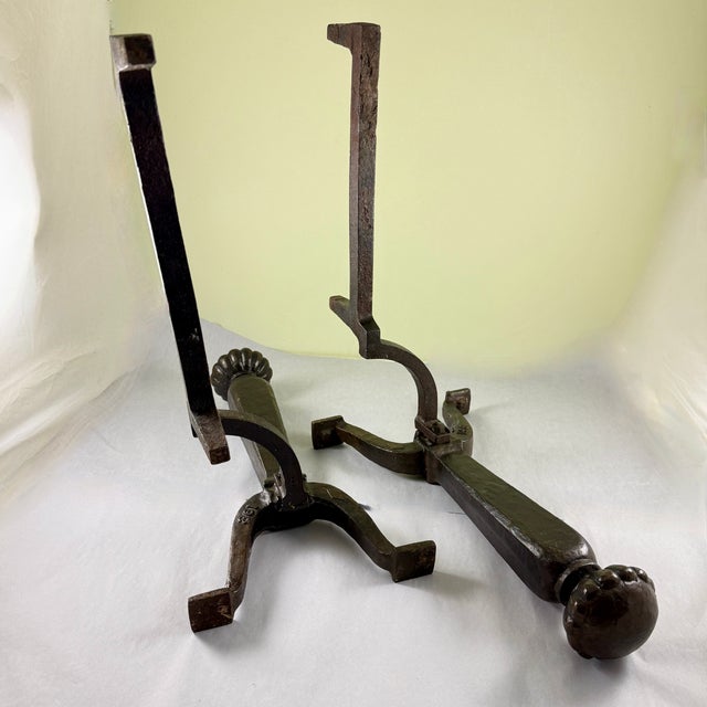 Metal Cahill Ironworks Arts & Crafts Period Andirons, Signed. For Sale - Image 7 of 12