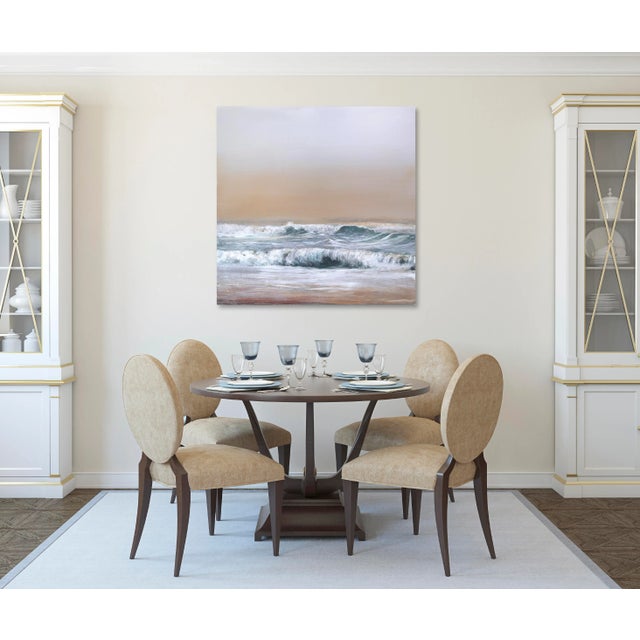 White Settling Into Dusk - Calm Seascape of Crashing Waves Painting Original Artwork by Steven Nederveen For Sale - Image 8 of 9