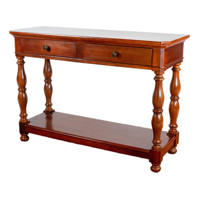 1990s Ralph Lauren Mahagony Twin Drawer Console Table For Sale