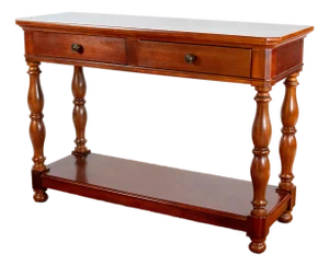 1990s Ralph Lauren Mahagony Twin Drawer Console Table