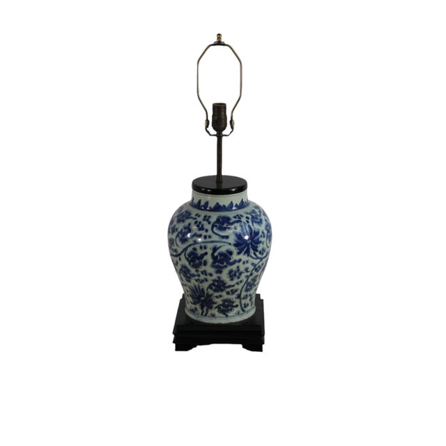 floral Chinese Blue and White vase turned into lamp