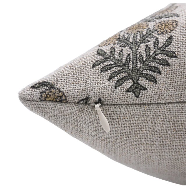 Farmhouse Thick Linen Linen Block Print Designer Boho Pillow/Cushion Cover 14x20 Inch- Hajara For Sale - Image 3 of 5