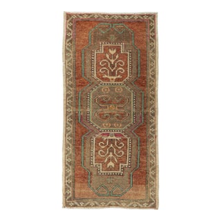 Turkish Mini Rug Oriental Hand Knotted Vintage Rug 1'9" x 3'7" #21157 For Sale