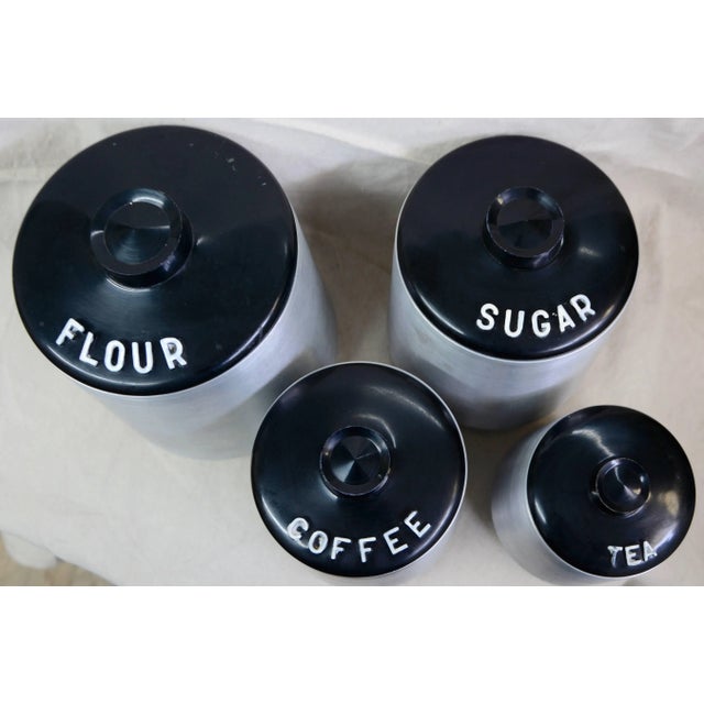 Mid-Century Modern Mid-Century Aluminum Four-Piece Canister Set by Kromex For Sale - Image 3 of 11