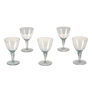 White Wine Glasses by Wilhelm Wagenfeld for VLG Weisswasser, Germany, 1937, Set of 5 For Sale