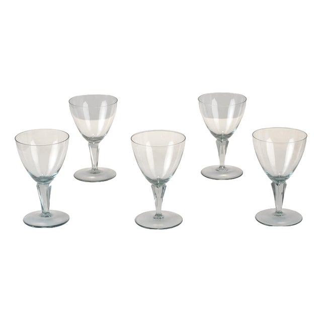 White Wine Glasses by Wilhelm Wagenfeld for VLG Weisswasser, Germany, 1937, Set of 5 For Sale