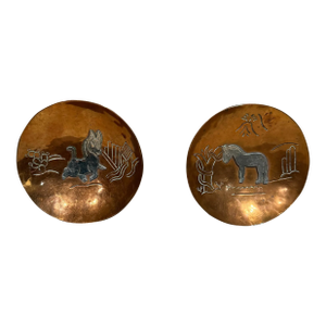 1960s Taxco Metales Casados Copper & Sterling Silver Art Bowls