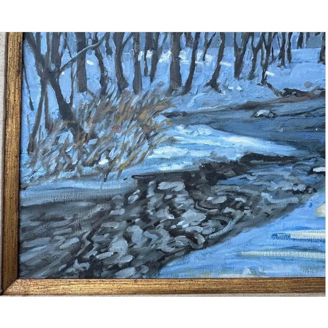 Large Framed Winter Landscape Monica Cascio Oil Painting “Dalton’s Creek” Texas For Sale In San Diego - Image 6 of 18