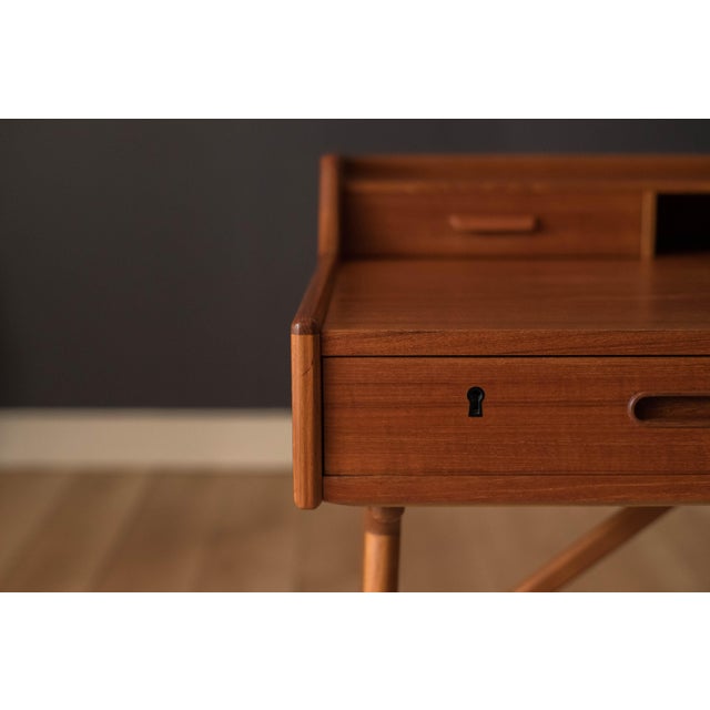 Wood Mid Century Teak Writing Desk by Arne Wahl Iversen for Vinde Møbelfabrik For Sale - Image 7 of 12