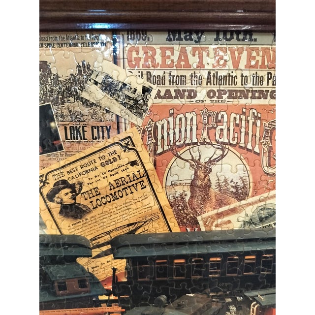 Historic Train Paraphernalia Collage Vintage Framed Puzzle For Sale - Image 4 of 7