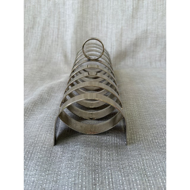 1990s Vintage Modern Silver Plate Toast Rack Holder 8 Slice For Sale - Image 5 of 13