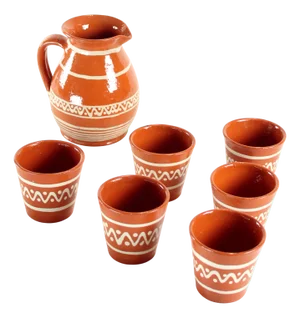 Ceramic Drinking Set, Former Czechoslovakia, 1960s, Set of 7