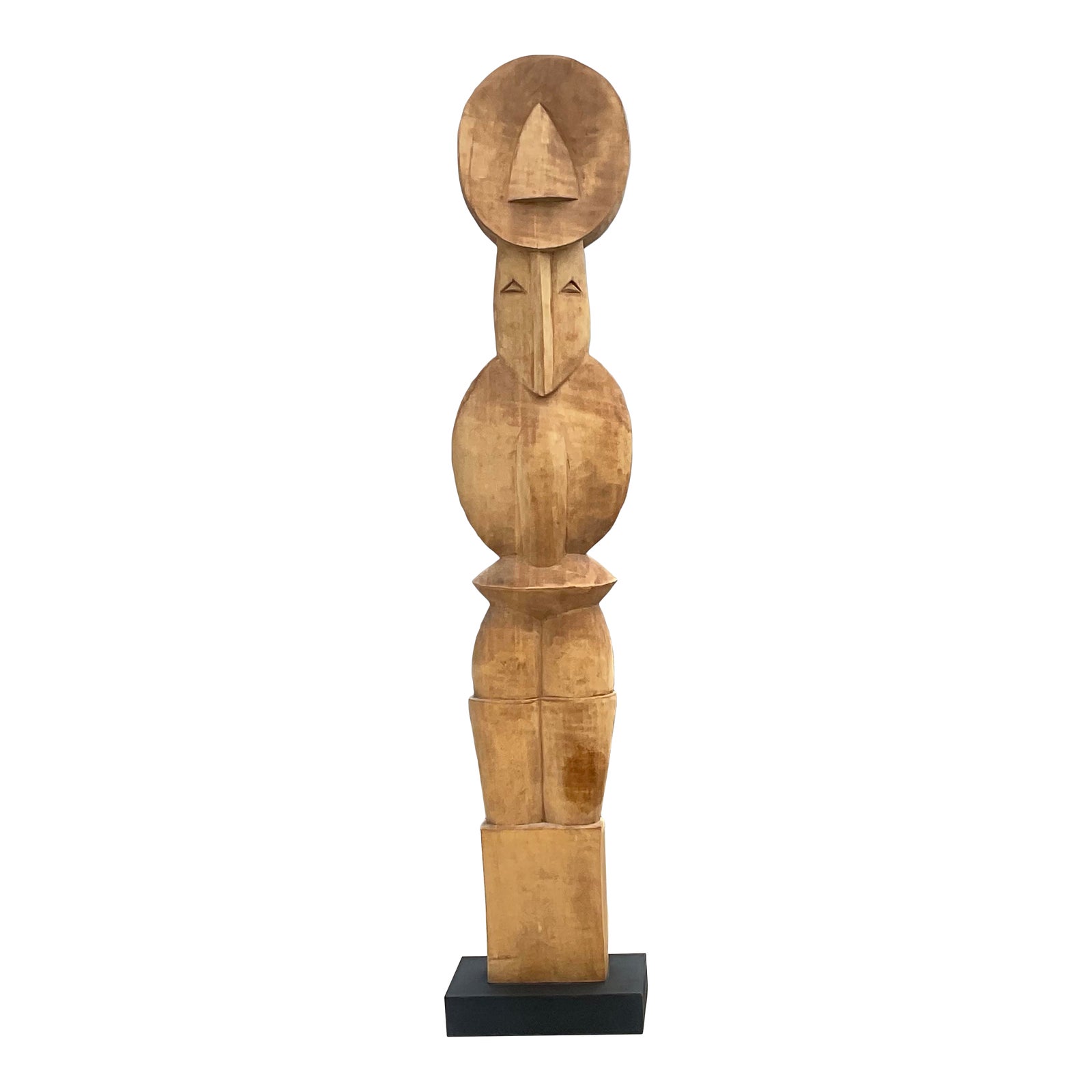 Vintage Boho Carved Abstract Totem Sculpture | Chairish