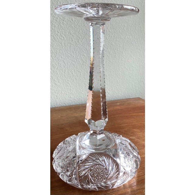 Vintage Cut Crystal Compote For Sale - Image 4 of 6