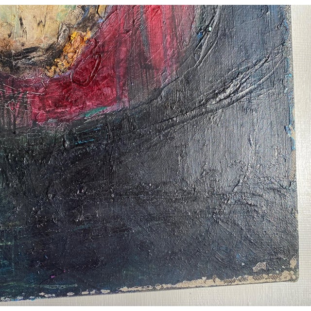 Wood Mid-Century Japanese Modernist Oil Painting "Marionette" by Masaharu Fukui With Inscribed Board For Sale - Image 7 of 15