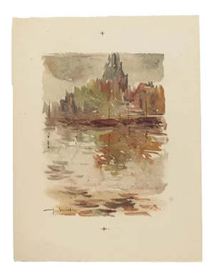 Landscape Watercolor on Paper by Pierre Laurent Brenot