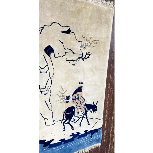 Antique Art Deco/Peking Rug 2'7" X 5', Pictorial Design, C-1940's #17409 For Sale In Chicago - Image 6 of 10