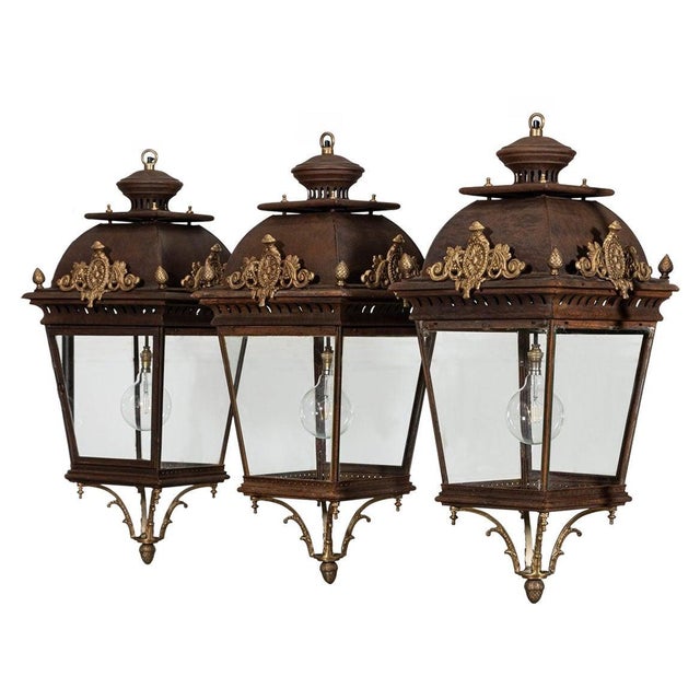 Large French Bronze and Iron Lantern For Sale - Image 9 of 9