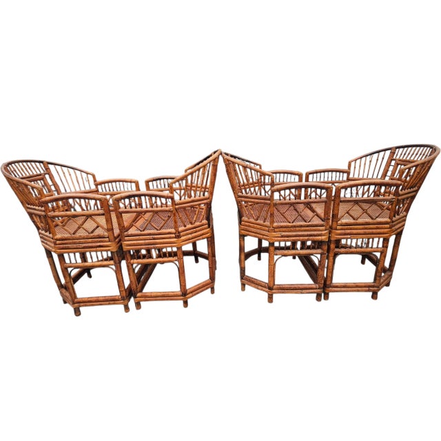 Vintage Burnt Bamboo Brighton Table Set For Sale - Image 4 of 12