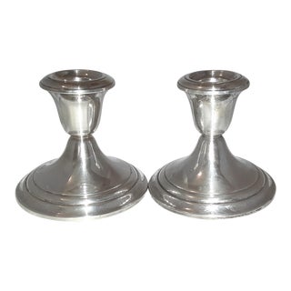 1970s Vintage Gorham Sterling Weighted Candlesticks- Set of 2 For Sale