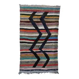 Moroccan Kilim Boucherouite Rug - 4'1" X 6'10" Ft For Sale