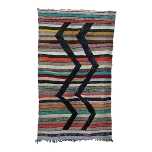 Moroccan Kilim Boucherouite Rug - 4'1" X 6'10" Ft