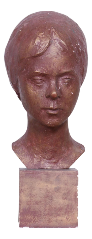Art Deco Painted Plaster Statuette of Young Woman, Czech, 1920s