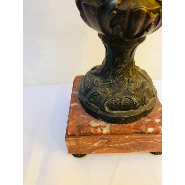 Antique French Cast Bronze and Marble Base Amphora, 1920s For Sale - Image 9 of 13