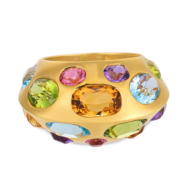 Contemporary 1990s Seaman Schepps 13.00 Carat Gemstone 18k Yellow Gold Antibes Ring, Size 6 For Sale - Image 3 of 8