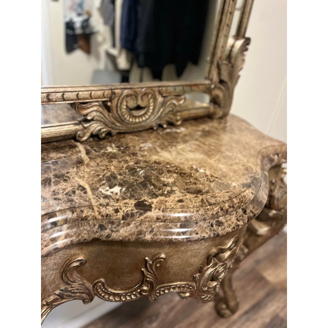 1990s Ferguson Copeland Baroque Style Silver Gilt Console Table & Mirror - 2 Piece Set For Sale - Image 5 of 9