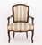 Mid 20th Century Pair of Louis XV Style Walnut Striped Linen Upholstered Fauteuils For Sale - Image 5 of 9