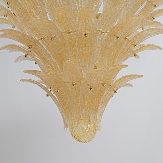 Vintage Gold-Palmette Murano Glass Pendant Light, 2000 For Sale - Image 9 of 12