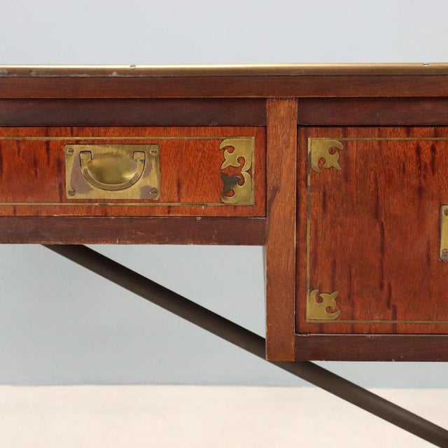 English Naval Style Mahogany Writing Desk For Sale - Image 6 of 12