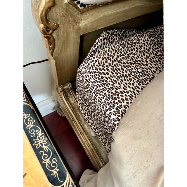 Vintage Italian Carved Painted Bed Frame Tufted Headboard Footboard Rails For Sale - Image 11 of 17