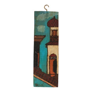 Vintage Hand Painted Folk Art Wood Carving For Sale