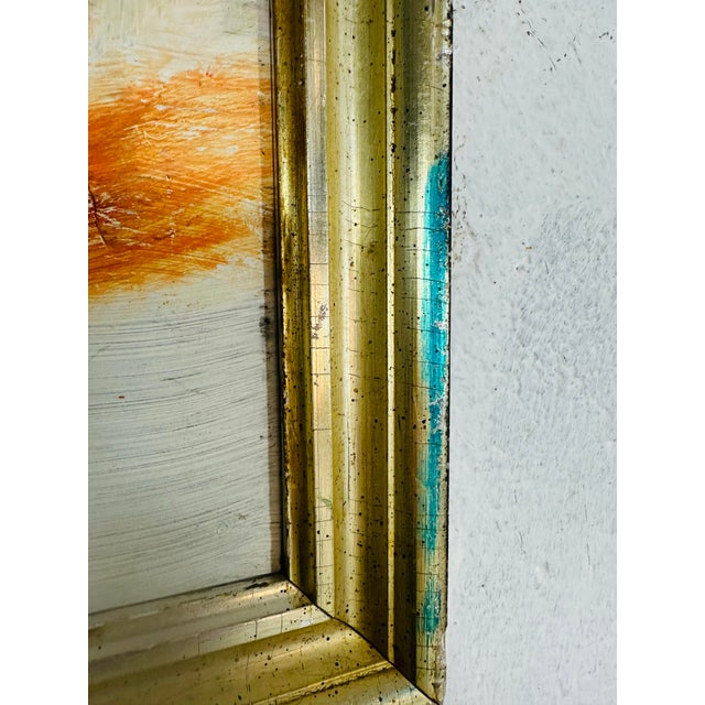 Yellow Midcentury Modern Abstract Painting For Sale - Image 8 of 9