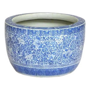 Antique Chinese Blue and White Porcelain Fish Bowl Jardiniere Planter