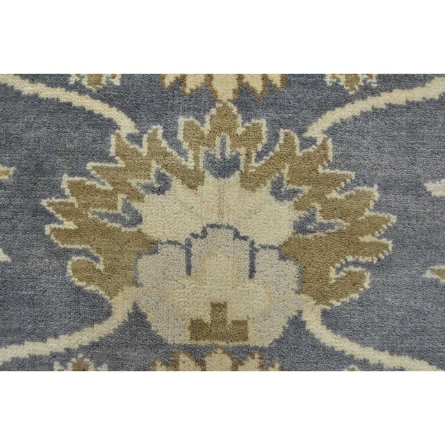 Textile Oushak Rug 9′ X 12’2” Blue Wool Traditional Hand-Knotted Oriental Carpet For Sale - Image 7 of 12