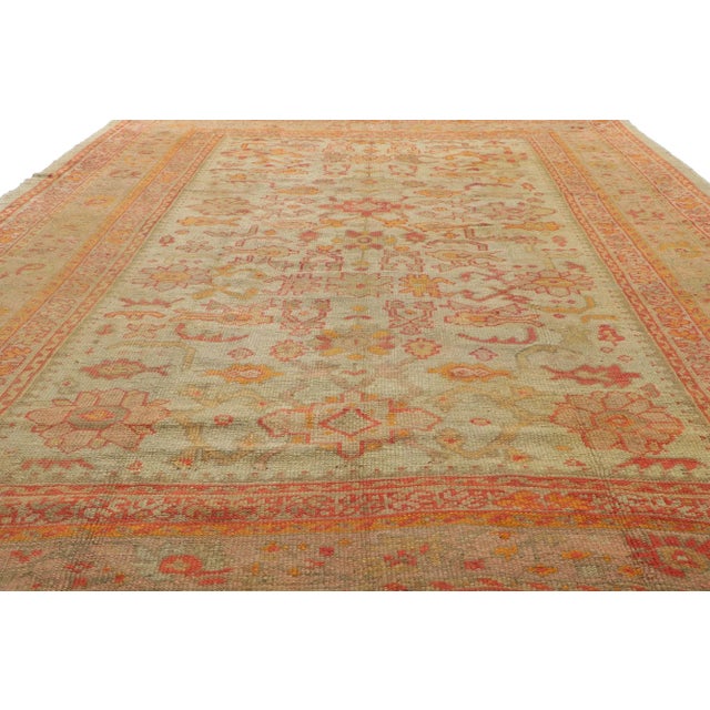 1880's Antique Turkish Oushak Rug - 07'03 X 10'00 For Sale - Image 4 of 9