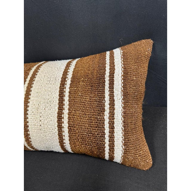 Turkish Hemp Pillow Cushion Natural Beige Brown Cushion Cover 14"x40" For Sale - Image 4 of 4