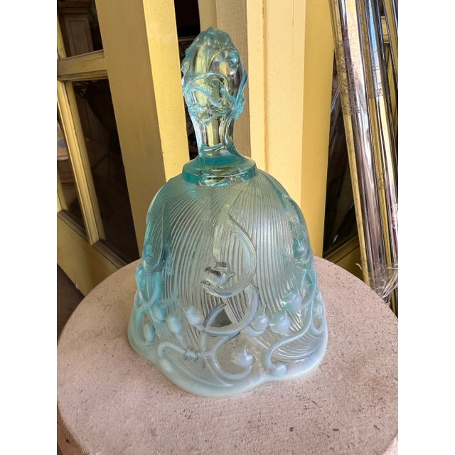 Late 20th Century Vintage Art Deco Style Aqua Bell by Fenton For Sale - Image 5 of 7