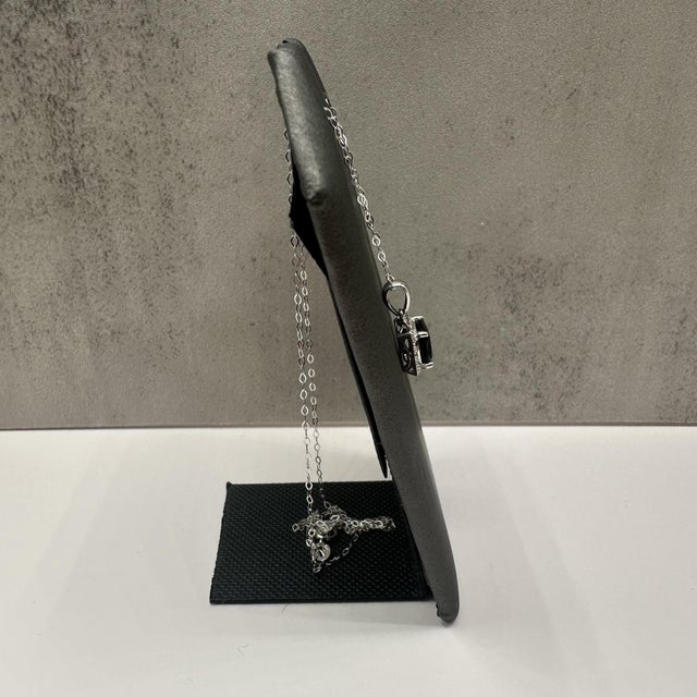 Modern Sapphire & Diamond Necklace in 14kt White Gold – 1.50ctw, 18in, New For Sale - Image 3 of 5