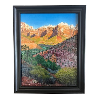 Sunlit Zion Cliffs Original Painting by Steve Schaaf For Sale