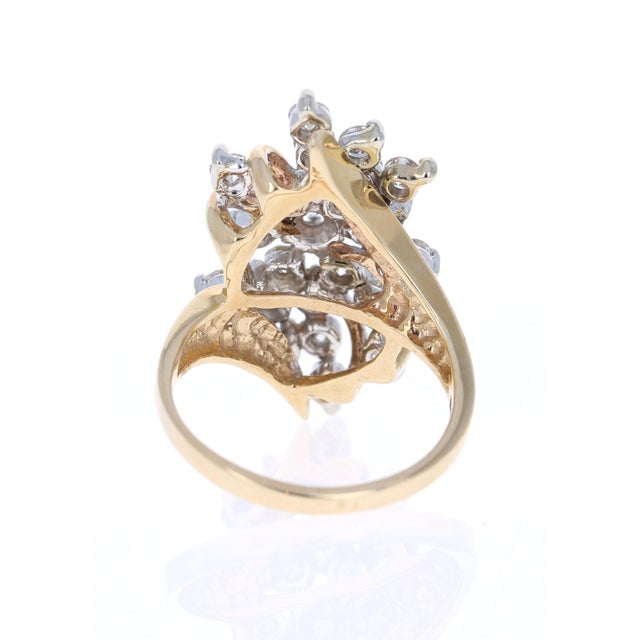 2.00 Carat Round Cut Diamond 14 Karat Yellow Gold Cluster Ring, Size 7 For Sale - Image 4 of 5